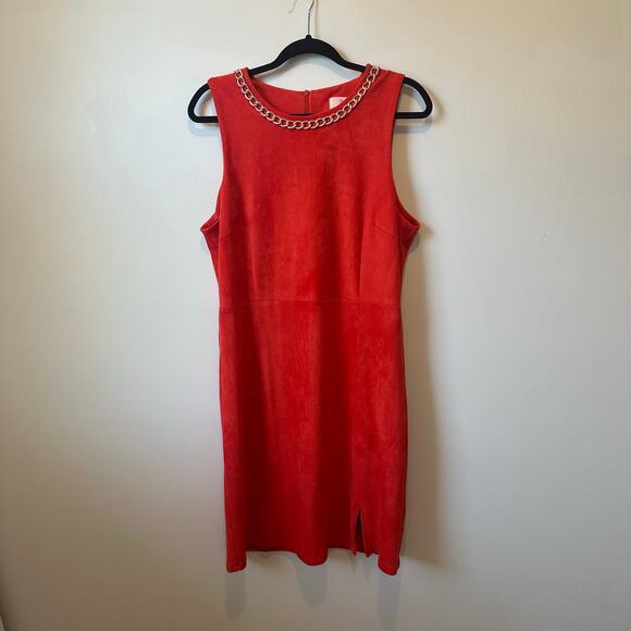 Julie Brown NYC suede mini dress with gold metallic chain, Women’s size XL - Picture 1 of 11
